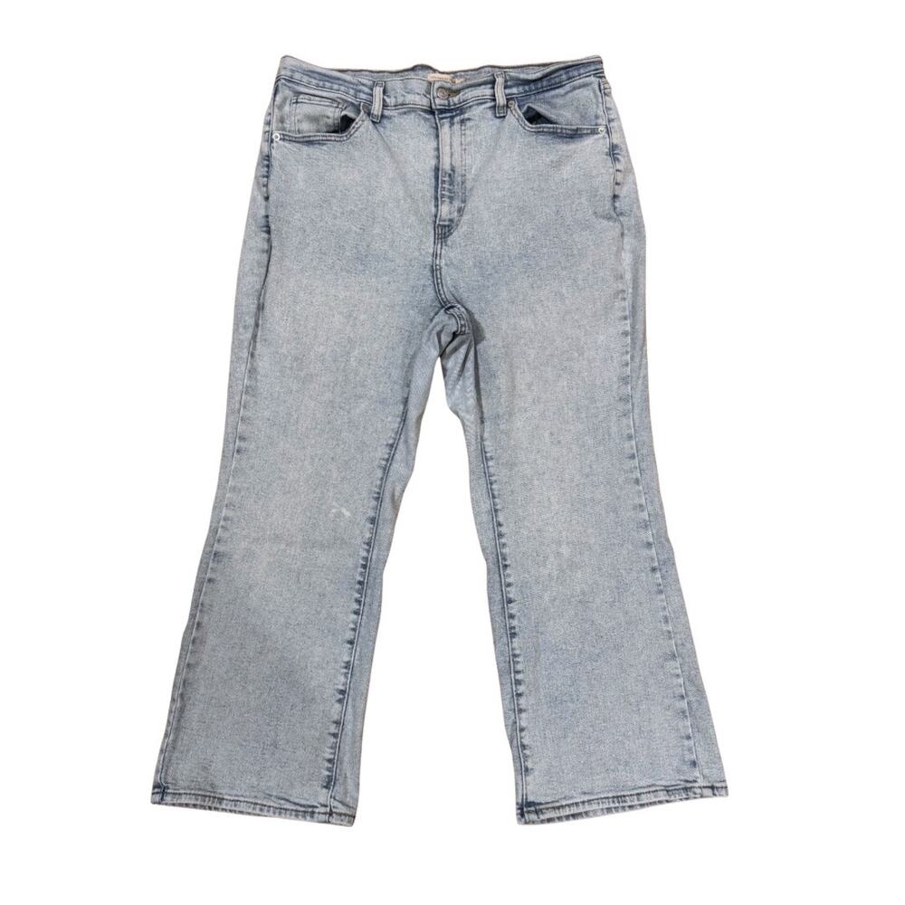 Levi’s High Waisted Crop Flare Jeans 16W Light Wash Plus Size Stretch Denim